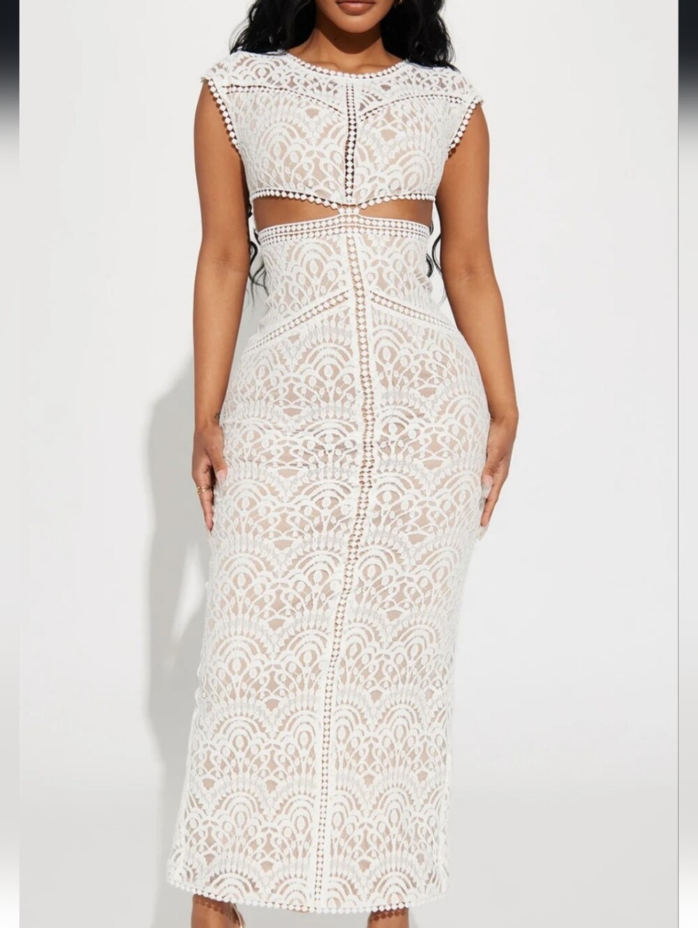 White Crochet Lace Maxi Dress